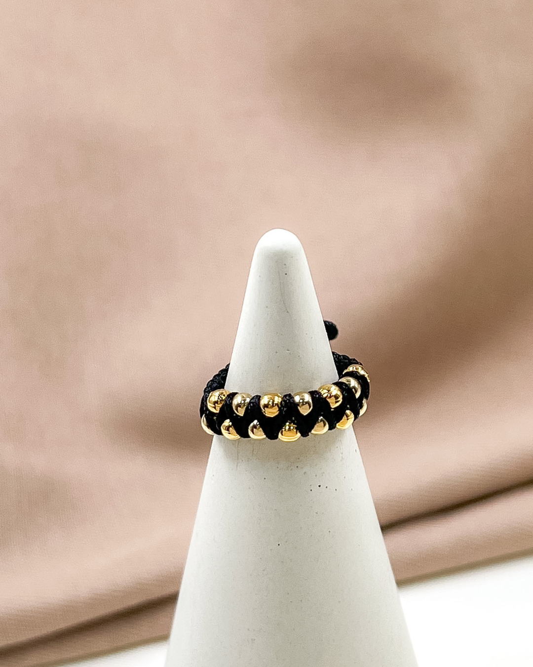 Anillo Tejido Zigzag con Balín Diamantado y Liso - AN13