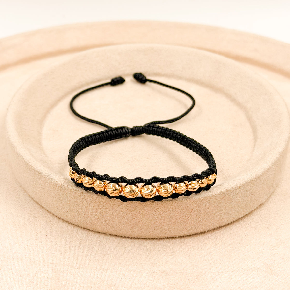 Pulsera Tejido Espiga con Balines Diamantados Escalonados