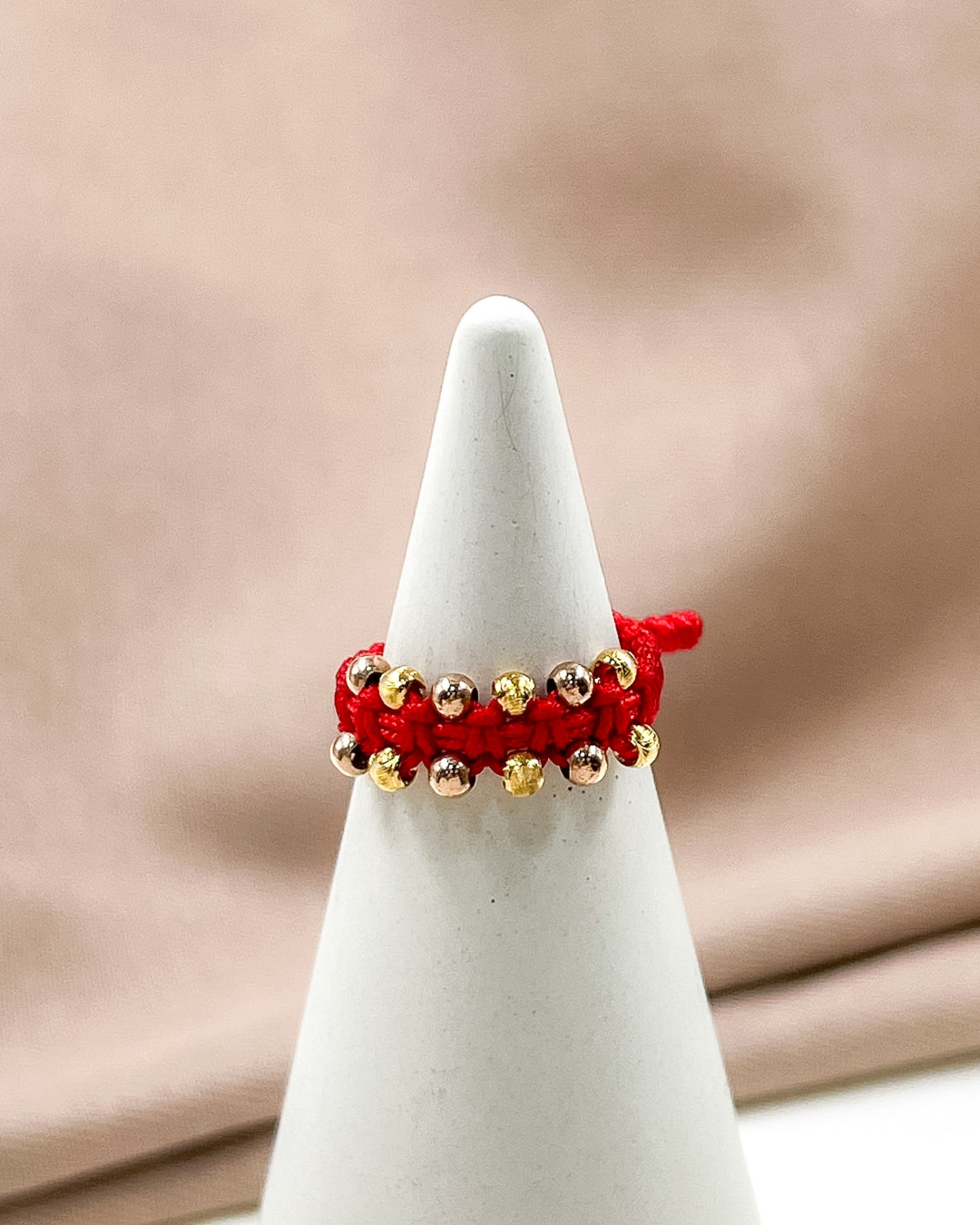 Anillo Tejido Macramé con Balines - AN3