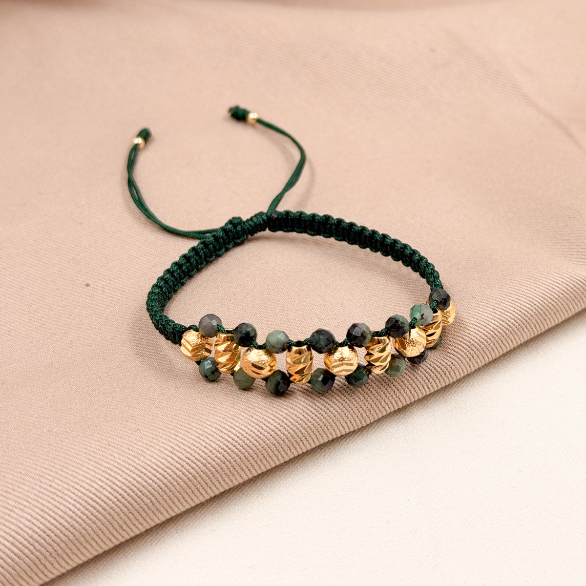 Pulsera de Esmeralda Africana con Barriles Diamantados