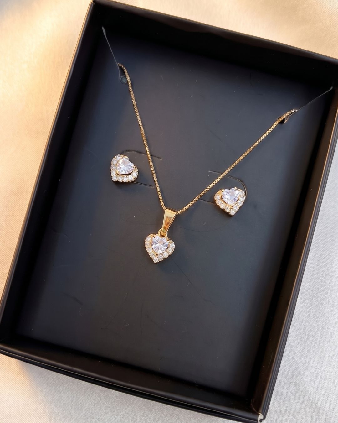Set cadena corazón - Oro laminado 18k