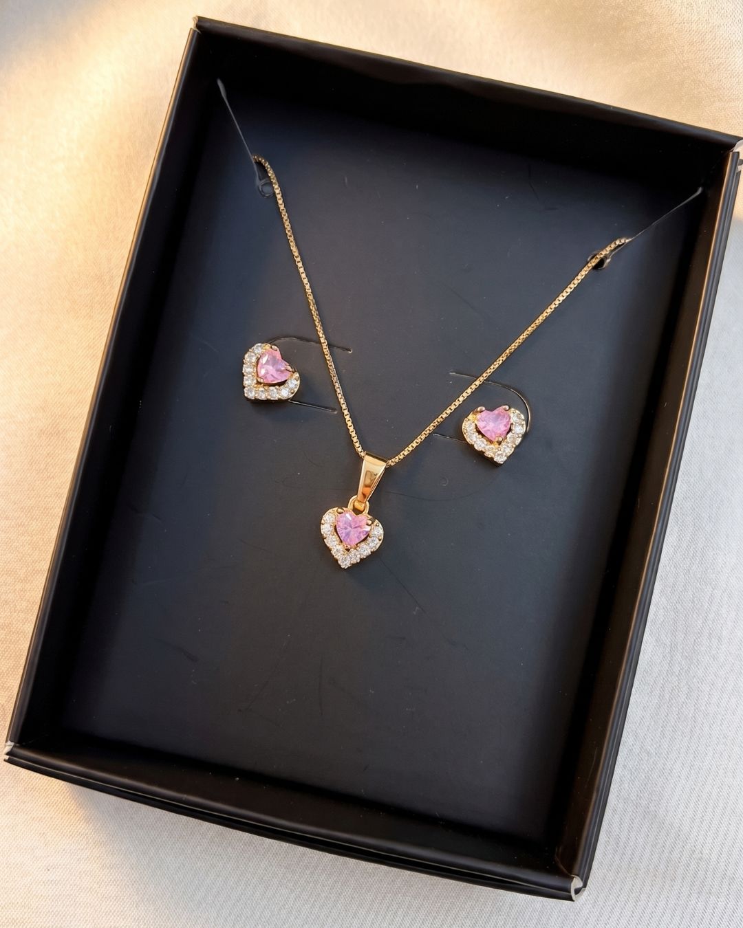 Set cadena corazón - Oro laminado 18k