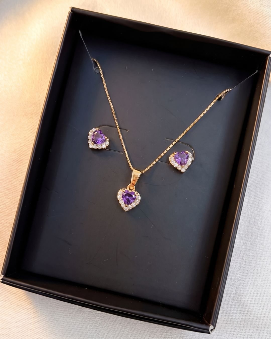 Set cadena corazón - Oro laminado 18k