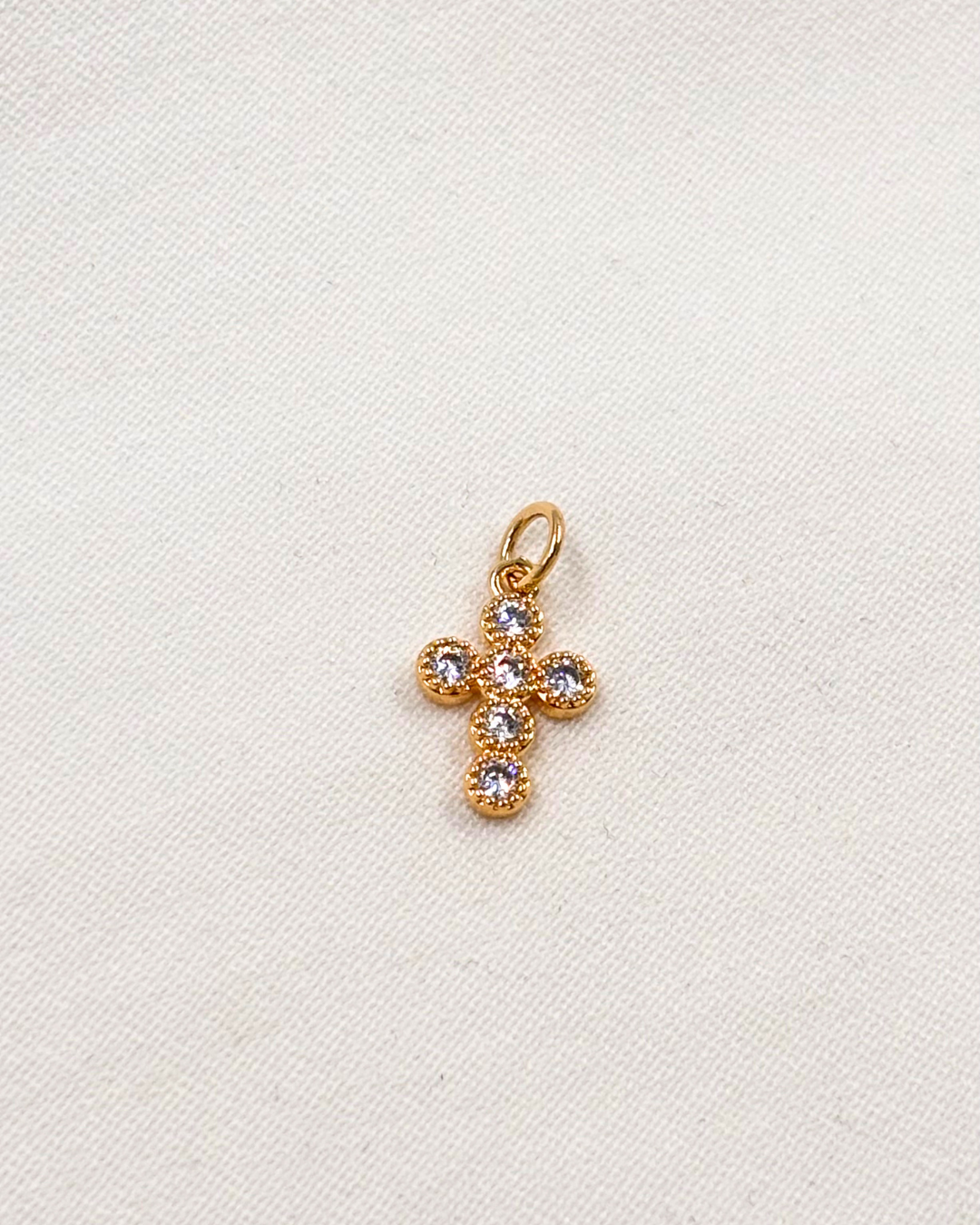 Dije Cruz Mini Circonias Redondas - Oro Laminado