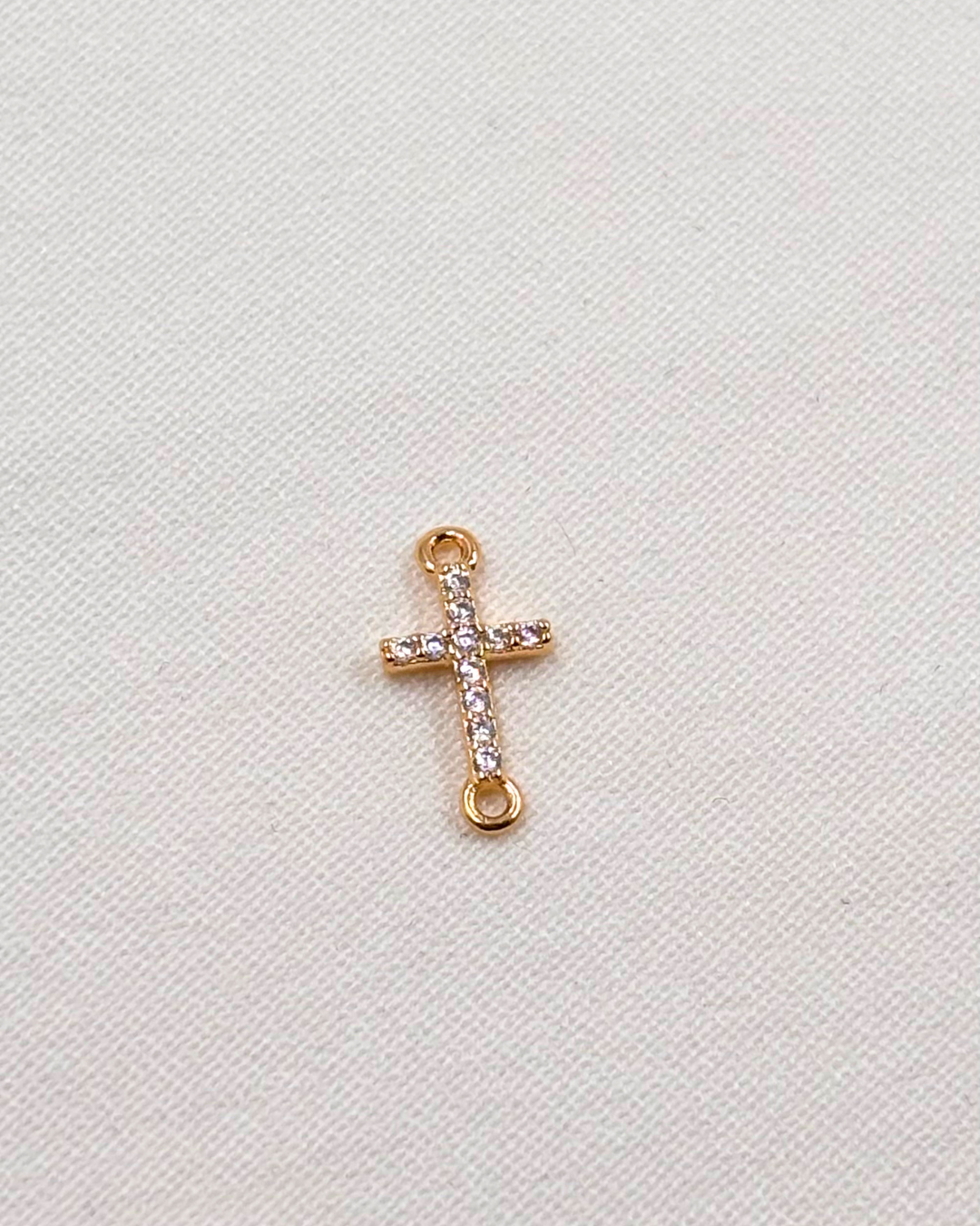 Dije Cruz Conector Circonias - Oro Laminado