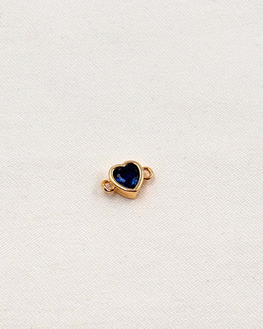 Dije Corazón Conector Circonia Azul - Oro Laminado