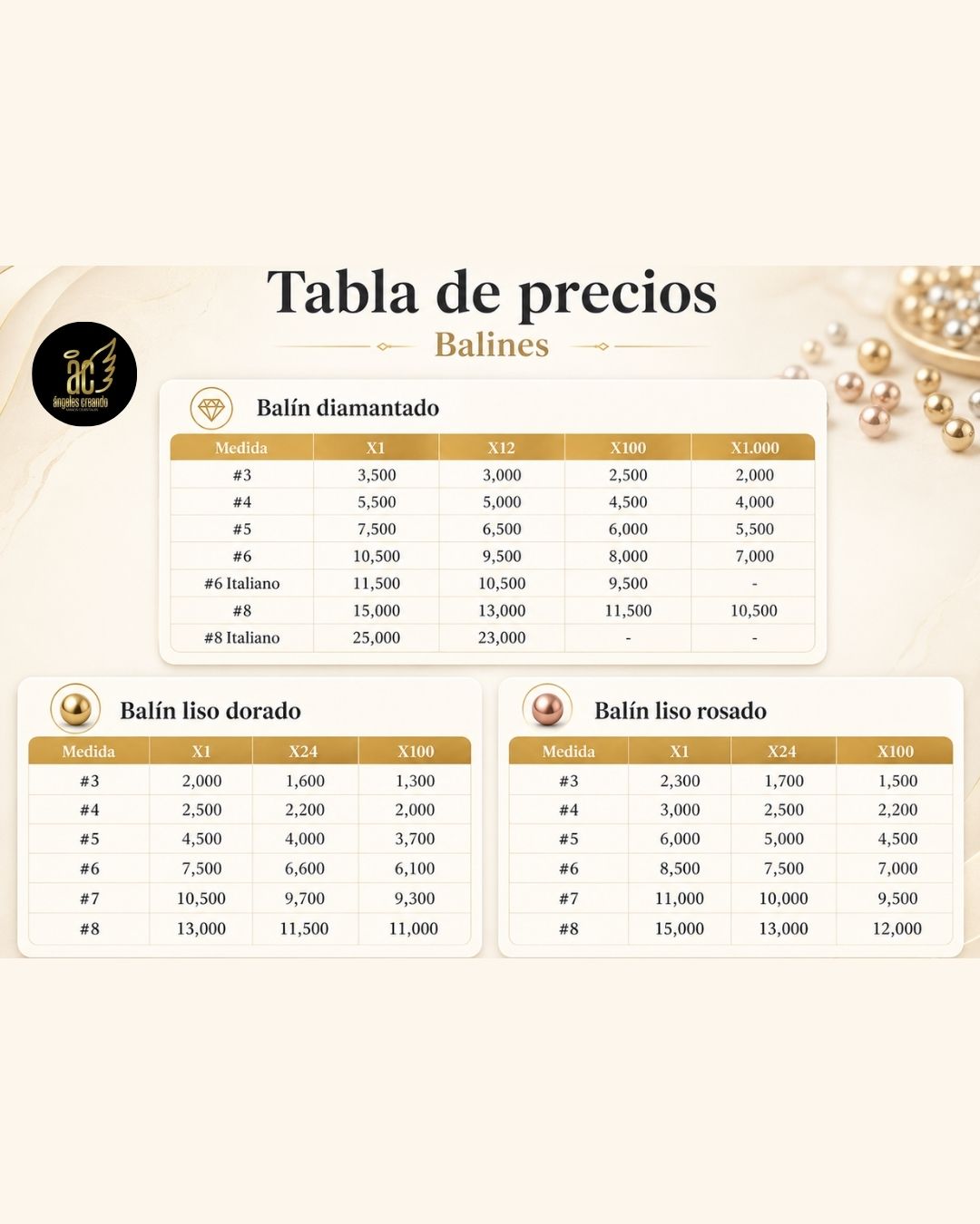 Balín diamantado #2 - Oro laminado 18k - 2