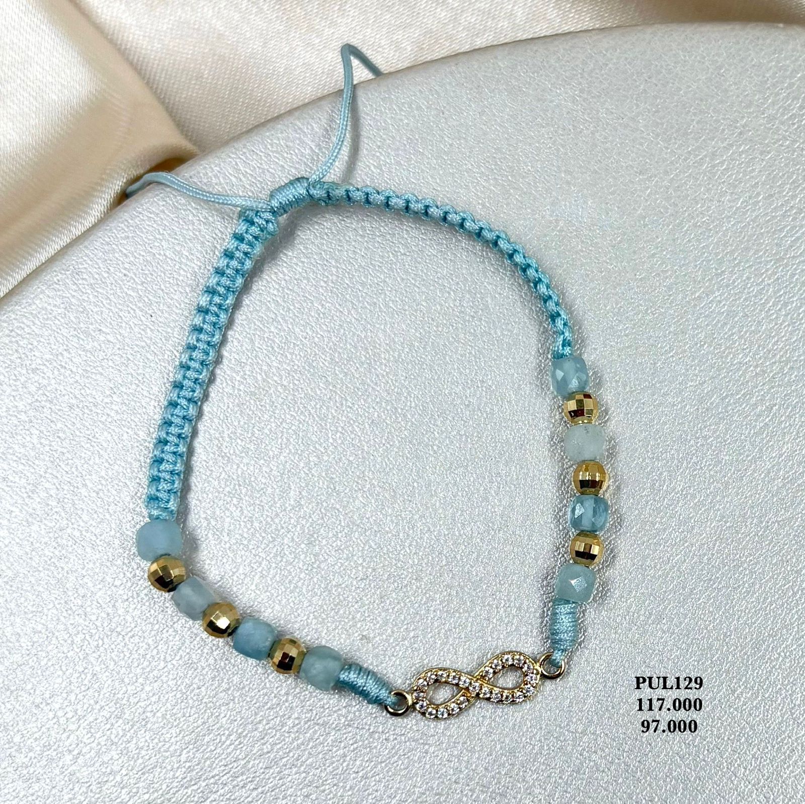 PUL129  Pulsera de infinito con circones en oro laminado 18k