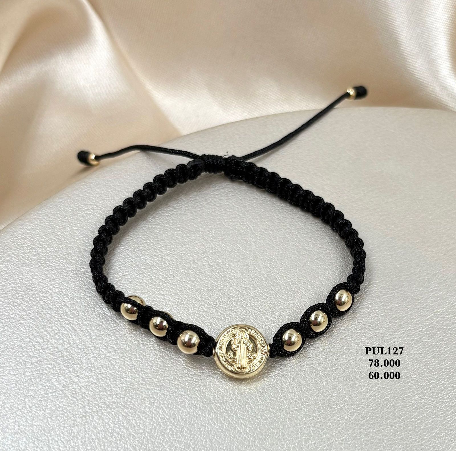 PUL127 Pulsera san Benito en oro laminado