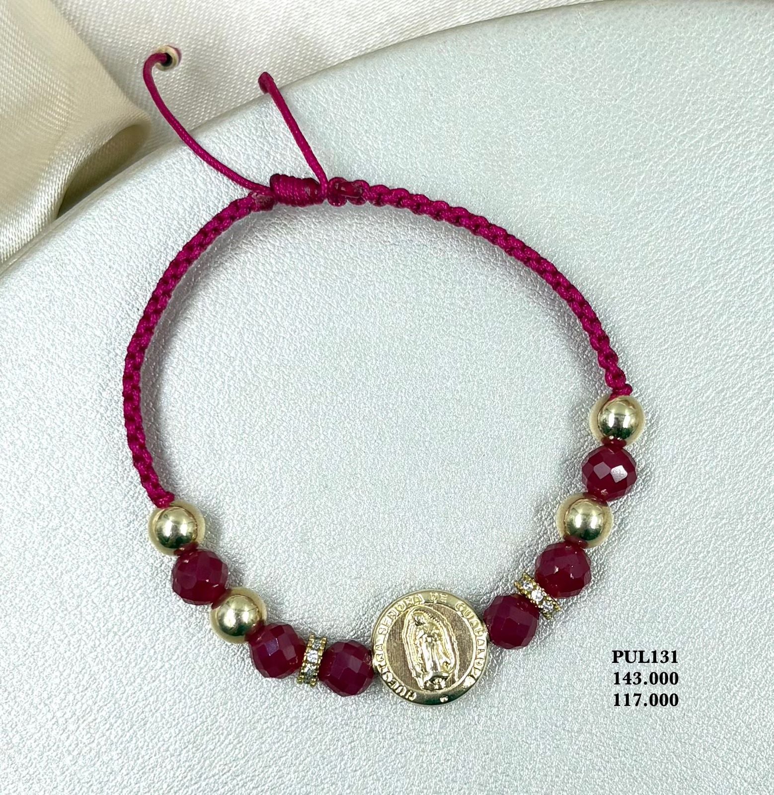 PUL131.Pulsera Virgen Guadalupe en oro laminado 18k