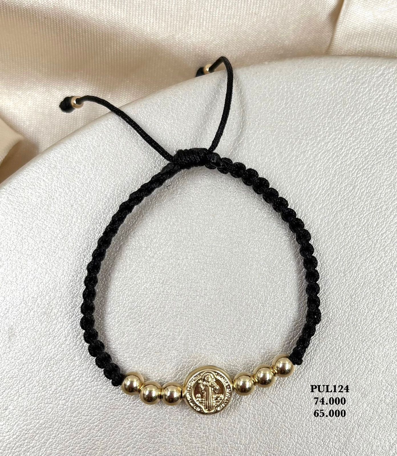PUL124 Pulsera san Benito en oro laminado 18k